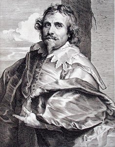 Daniel Mytens (ok.1590-ok.1647), grawerowany przez Paulusa Pontiusa (1603-58) (Grawerowanie) autorstwa Anthony van (after) Dyck