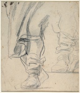 Nogi mężczyzny w butach i opadająca peleryna (czarna i czerwona kreda na papierze) autorstwa Anthony van Dyck