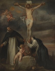 Chrystus na krzyżu wraz ze św. Katarzyną ze Sieny, św. Dominikiem i aniołem autorstwa Anthony van Dyck