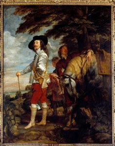Portret Karola I Stuarta (1600 - 1649), króla Anglii, polowanie. Obraz Antona Van Dycka (1599-1641), szkoła flamandzka autorstwa Anthony van Dyck