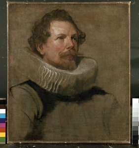 Portret mężczyzny noszącego obrożę z kamienia młyńskiego, XVII w.