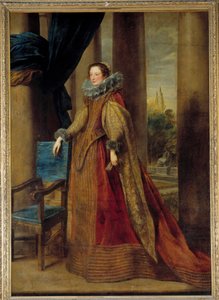 Przypuszczalny portret markizy Geromina Spinola Doria, autorstwa Genes. Nosi truskawkowy kołnierzyk. Obraz Antona (Antoon lub Anthony) van Dyck (1599-1641) XVII-wieczne Słońce. 2,39x1,7 m - Domniemany portret margrabiny Geromina Spinola Doria z Genui wea autorstwa Anthony van Dyck