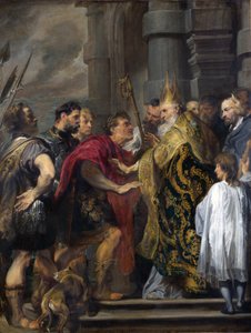 Święty Ambroży wyklucza Teodozjusza z katedry w Mediolanie autorstwa Anthony van Dyck