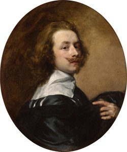 Autoportret z podkręconymi wąsami i uniesioną lewą ręką autorstwa Anthony van Dyck