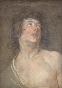 Głowa badania młodego mężczyzny patrzącego w górę. Św. Sebastian autorstwa Anthony van Dyck