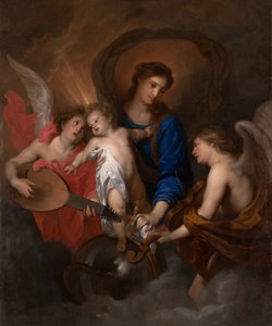 Dziewica i dziecko z aniołami tworzącymi muzykę autorstwa Anthony van Dyck