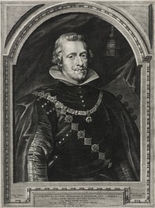 Filip IV, król Hiszpanii, rycina Paulus Pontius (1603-58), 1632 (rycina na papierze czerpanym)