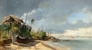 Widok na plażę, São Domingos, Niterói, RJ autorstwa Antonio Parreiras