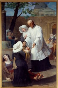 Św. Wincenty a Paulo (1581 - 1660) opiekujący się pestycydami (Św. Obraz Antoine