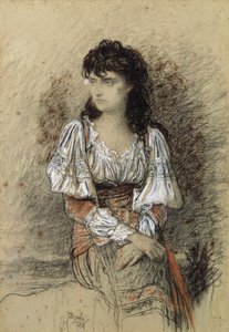 Chłop przebrany, 1876 (akwarela i ołówek na papierze) autorstwa Antoine Auguste Ernest Herbert or Hebert