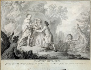 Dziecko znajduje ilustrację „Listów amerykańskiego rolnika” autorstwa św. Jana de Crevecoeur. Litografia autorstwa Antoine