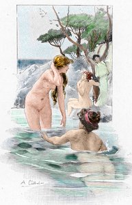 Odyseja Homera: „Nauzykaa, córka króla Alkinousa, i jej służebnice piorą swoje szaty w rzece” Ilustracja Antoine