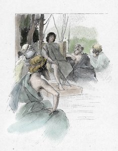 Odisséia de Homero: Canto II: Telêmaco reúne a assembléia dos antigos gregos e ouve a fala de Egípcios, cujo filho Antífo partiu com Ulisses autorstwa Antoine Calbet