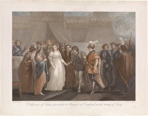Catherine van Valois en koning Hendrik V van Engeland Katarzyny Francji przedstawione Henrykowi V. Anglii, na traktacie w Troi (tytuł na przedmiocie)