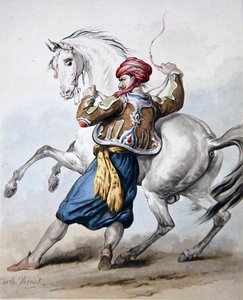 Pers próbuje pokonać francuskiego konia (lito) autorstwa Antoine Charles Horace Vernet