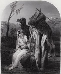 Rebeka odbiera prezenty Izaaka (grawerowanie) autorstwa Antoine Charles Horace Vernet