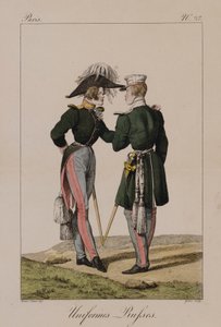 Mundury rosyjskie (ręcznie barwione grawerunki) autorstwa Antoine Charles Horace Vernet