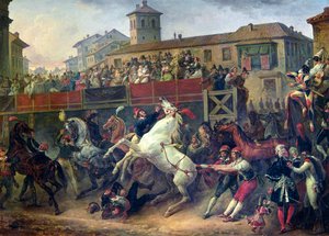 Scena wyścigu konnego w Rzymie autorstwa Antoine Charles Horace Vernet
