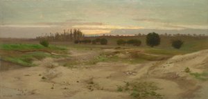 The Marl Pit at Mulcent: Wieczór, po 1857 (olej na papierze, zamontowany na tekturze, zamontowany na sklejce) autorstwa Antoine Chintreuil