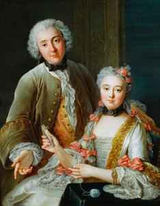 Portret Francois de Jullienne stojącego obok swojej żony, siedzący, ok. 1743