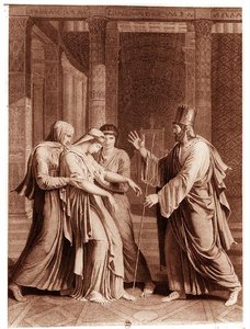 Estera przed Assuerusem, ilustracja z „Estery” Jeana Racine