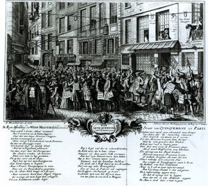 Rue Quinquempoix w 1720 r autorstwa Antoine Humblot