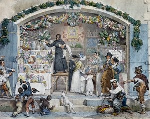 Befana w Rzymie, Antoine-Jean-Baptiste Thomas (1791-1833), druk. Włochy