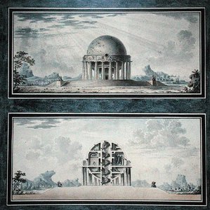 Projekt Domu dla Kosmopolity, 1783 (wc na papierze) (detal) (patrz także 195241-195242, 196725-196726) autorstwa Antoine Laurent Thomas Vaudoyer