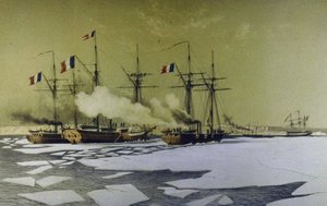 Lodołamanie w Limanie Dniepru w celu przejścia pływających baterii, 1855-1856, 1860