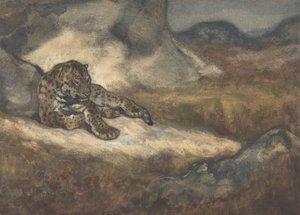Leopard leżący, 1810-75. autorstwa Antoine Louis Barye
