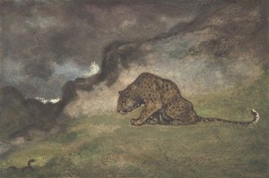 Wąż obserwujący lamparta, 1810-75. autorstwa Antoine Louis Barye