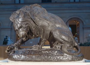 Lew z wężem ... autorstwa Antoine Louis Barye