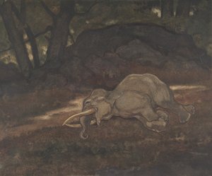 Śpiący słoń, 1810-75. autorstwa Antoine Louis Barye