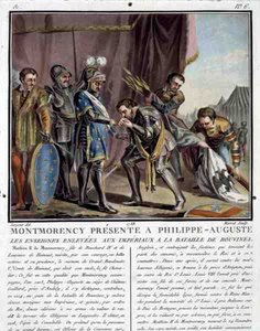 Montmorency przedstawiony Philipowi Augustusowi (1165-1223) Po bitwie pod buvine, rycina Jean Baptiste Morret (fl. 1790-1820) autorstwa Antoine Louis Francois (after) Sergent Marceau