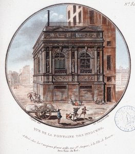 Widok na fontannę niewinnych. W pritoresque widokach głównych budynków Paryża autorstwa sierżanta autorstwa Antoine Louis Francois Sergent Marceau