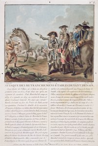 Atak na okopy założone przed Denain, 1712, rycina autorstwa Louisa Le Coeur (1780-1800), 1787 autorstwa Antoine Louis Francois Sergent-Marceau