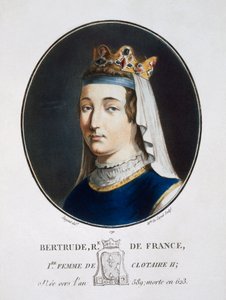 Bertrude, z „Portrety wielkich mężczyzn, znamienitych kobiet i pamiętnych poddanych Francji, grawerowane i drukowane w kolorach”, wyd. Pierre Blin, 1786-92, Paryż (kolorowe grawerowanie)
