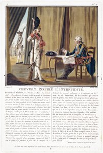 Francois Chevert (1695-1769) inspiruje odwagę, rycina Jean Baptiste Morret (fl.1790-1820), 1789