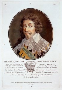 Henri II, Duc de Montmorency et dAmville, z Portretów wielkich mężczyzn, wybitnych kobiet i pamiętnych poddanych Francji, ryty i drukowany w kolorze, opublikowany przez Pierre Blin, 1786-92, Paryż (ok. autorstwa Antoine Louis Francois Sergent-Marceau