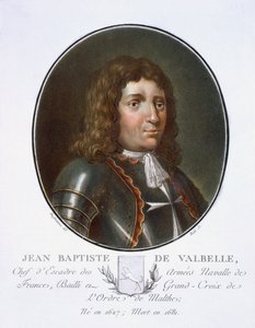 Jean Baptiste de Valbelle, z „Portrety wielkich mężczyzn, znamienitych kobiet i pamiętnych poddanych Francji, grawerowane i drukowane w kolorach”, opublikowane przez Pierre Blin, 1786-92, Paryż (kolor engravi autorstwa Antoine Louis Francois Sergent-Marceau
