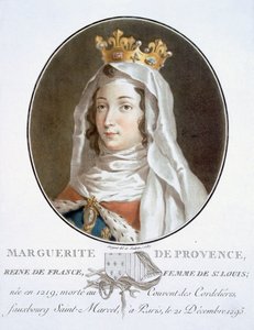 Marguerite de Provence, z Portraits des grands hommes, femmes illustres, et sujets memorables de France, grave et imprimes en couleurs, opublikowane przez Pierre Blin, 1786-92, Paryż (rycina kolorowa)