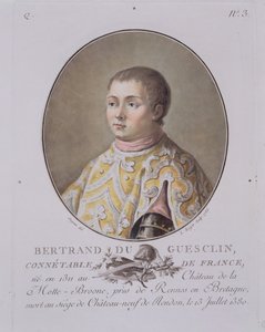 Portret Bertranda du Guesclin (1311-80), Wysokiego Konstabla Francji, rytowany przez Leona Rogera, 1786