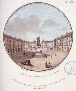 Widok na Place des Victoires, Paryż. W pritoresque widokach głównych budynków Paryża autorstwa sierżanta autorstwa Antoine Louis Francois Sergent Marceau