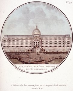 Widok na hotel regionalny des Invalides od strony Sekwany, Paryż. W pittoresque widoki głównych budynków Paryża autorstwa sierżanta autorstwa Antoine Louis Francois Sergent Marceau