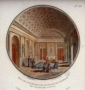 Widok wnętrza nowej kaplicy gmachu sądu, obecnie Sainte Chapelle, Paryż. W pritoresque widokach głównych budynków Paryża autorstwa sierżanta autorstwa Antoine Louis Francois Sergent Marceau