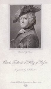 Fryderyk Wielki, król pruski (grafika) autorstwa Antoine Pesne