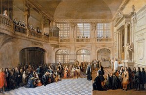 Ludwik XIV odbiera przysięgę markiza de Dangeau, wielkiego mistrza Zakonu Saint Lazare in autorstwa Antoine Pezey
