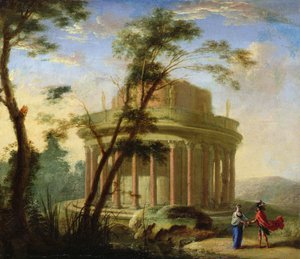 Krajobraz ze starożytną świątynią (malarstwo) autorstwa Antoine Pierre the Younger Patel