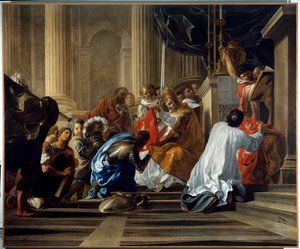 Pierwsza krucjata: „”Raymond IV z Tuluzy, dit Raymond de Saint Gilles, hrabia Tuluzy i Trypolisu (Raymond I) (1042-1105) biorąc krzyż”” Obraz Antoine