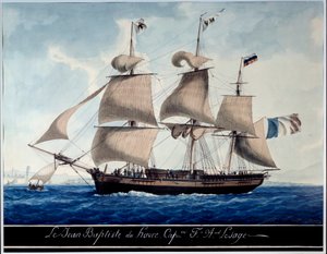 Jean - Baptiste du Havre, w porcie w Marsylii Akwarela autorstwa Antoine Roux (1765-1835) 1815 Marsylia, Muzeum Morskie